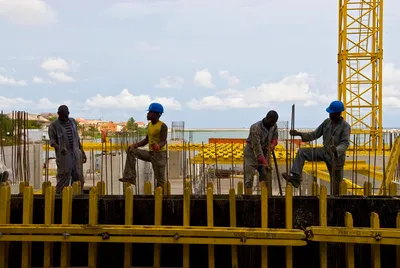 Construction site with fire protection equipment